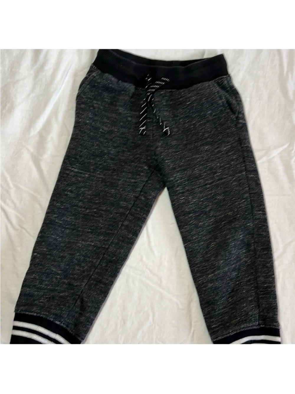 3T Joe Fresh Dark Heather Grey Kids Jogger Pants with Striped Cuffs